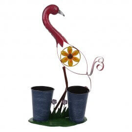 Pink Bird with two Pot / planter