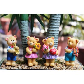 Poly Resin Brown standing Teddy Bears, Mini/Miniature for Bonsai Planter