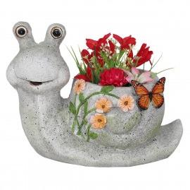 Snail planter made or resin, stone finish, planters