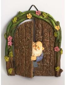 Wonderlnad Miniature fairy garden Gnome in the Door Statue