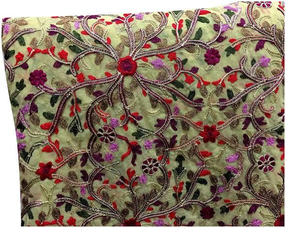 Kurti Material Blouse Fabric By Meter Kashmiri Embroidery Butti Beige Georgette