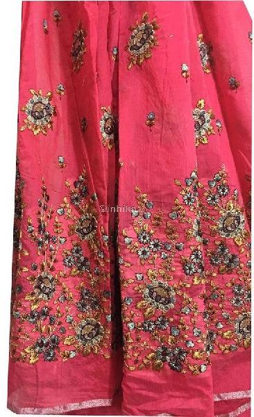 Kurti Material Blouse Fabric by meter pink peach chanderi grey yellow embroidery