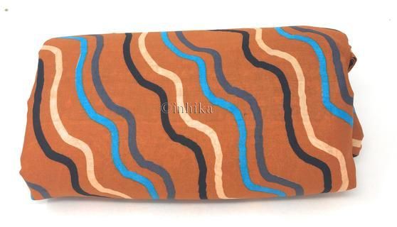 Pure Cotton, Printed Colour Fast Leheriya Design With Panel, Brown Colour