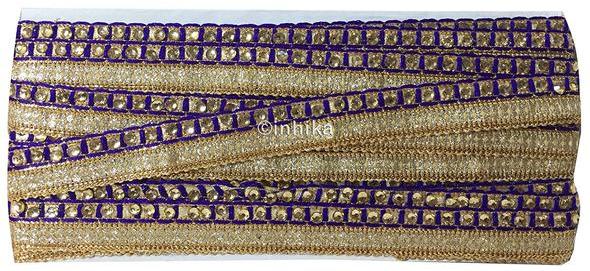 Purple and gold beaded trim