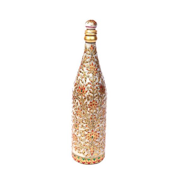 Colorfull flowers painting decorative wine bottle