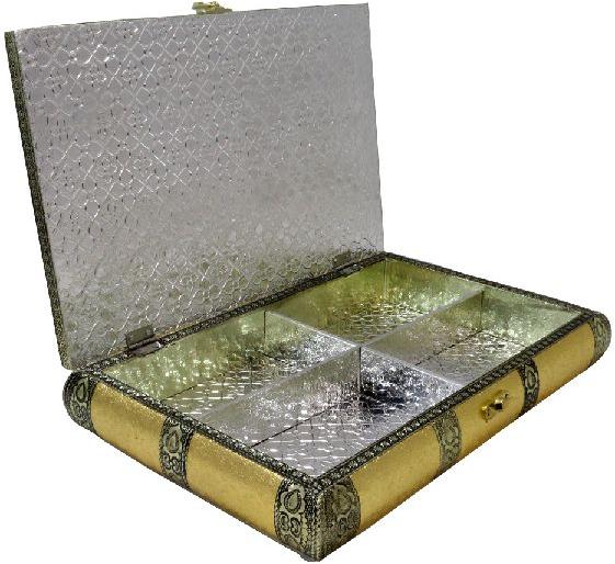 Rectangle shape rezin dry fruit box, Color : Gold