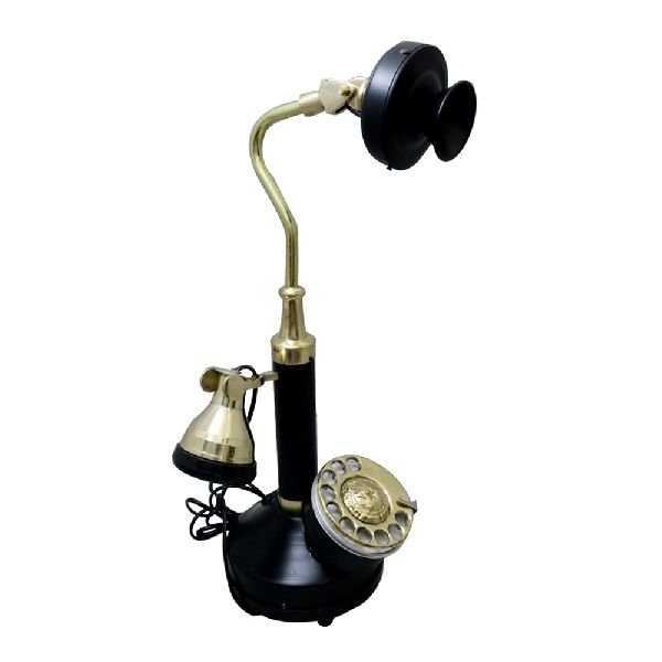 Shower shape antique black and brass colour phone