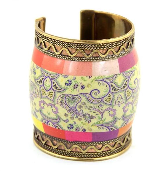 ILEYLA ADJUSTABLE ANTIQUE ARTISIAN HAND PAINTED CONTEMPORARY CLASSIC BEAD BANGLE