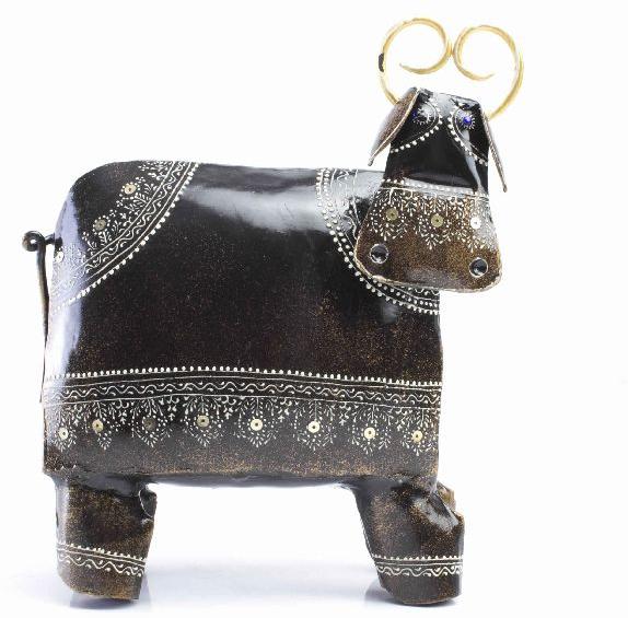 METAL HANDICRAFT BROWN FINISH COW