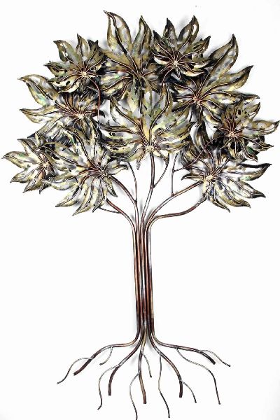METAL WALL DECOR GREEN/GOLD COLOR TREE