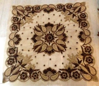 QUEEN Embroidered 100% Polyester antique table cover, Technics : Handmade