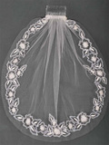 Ribbon Applique Bridal Veil, Color : White gery