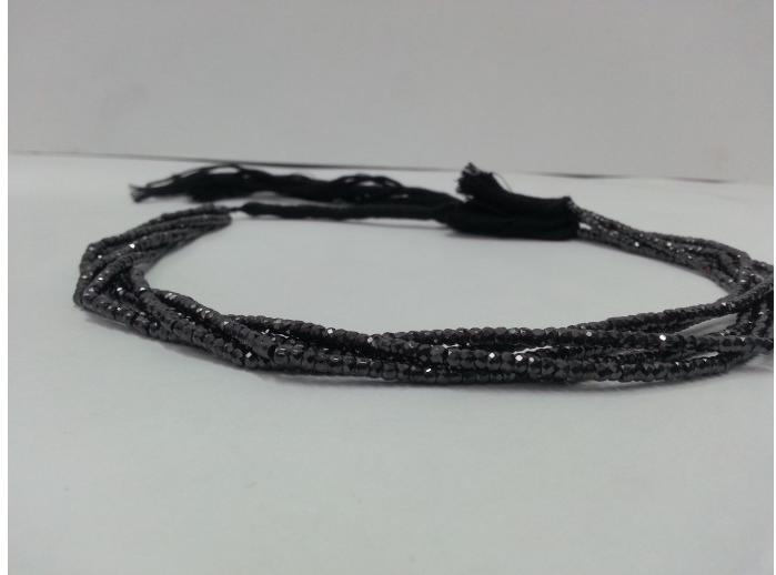 Black Cubic Zirconia Faceted Rondelle Beads Strand