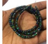 Black Ethiopian Opal Faceted Rondelle Beads Strand