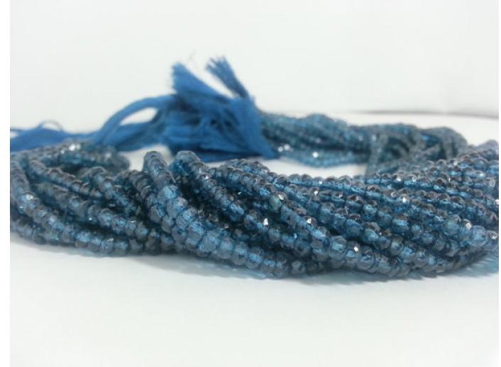 London Blue Topaz Faceted Rondelle Beads Strand