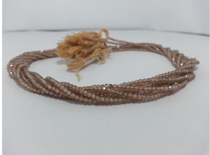 Natural Brown Zircon Micro Faceted Beads Strand