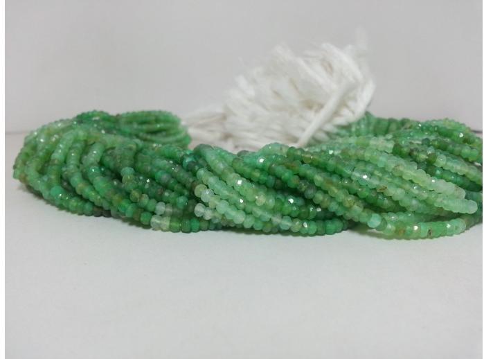 Natural Chrysoprase Faceted Rondelle Beads Strand