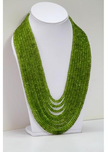 Natural Peridot Faceted Rondelle Beads Necklace