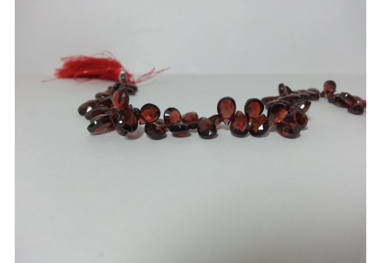 Natural Red Garnet Faceted Pear Briolette Beads