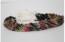 Natural Watermelon Tourmaline Faceted Rondelle Beads