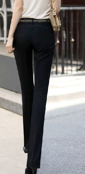 Black MARTINI Women Stripe High Waist Formal Trouser