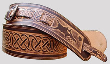 Leather Guitar Strap Celtic Moon Western Belt