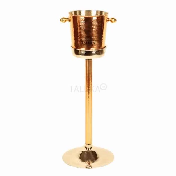 Copper Champage Bucket Hammered With Stand