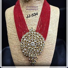 Brass Beads Kundan Necklace Set, Style : Trendy