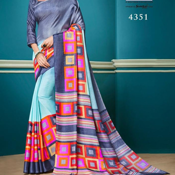Sober Designer Prints Silky Fabric Saree, Pattern : Textile Printed