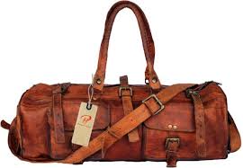 Brown Genuine Leather Handmade 22\'\' Inches Square Duffle Bag