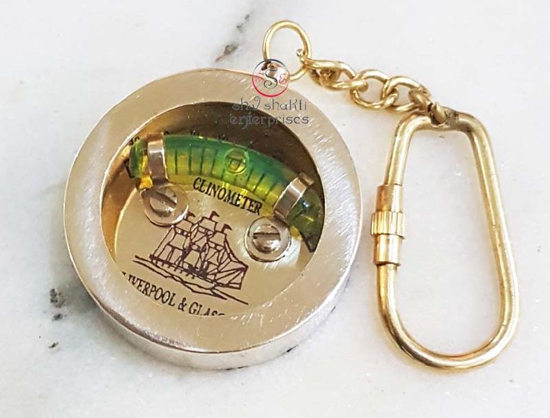 Nautical Brass Clinometer Keychain
