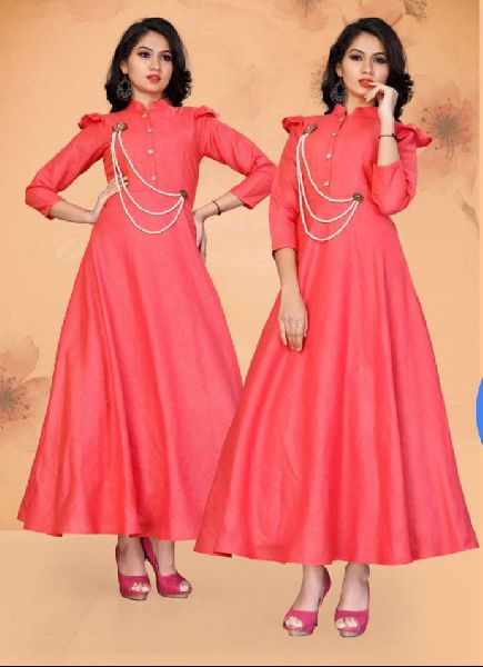 Cotton Plain Ladies Party Wear Gown, Supply Type : Transport