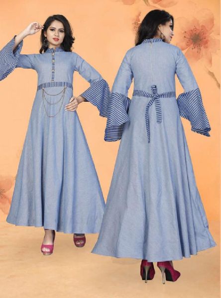 Cotton Plain Ladies Party Wear Gown, Supply Type : Transport