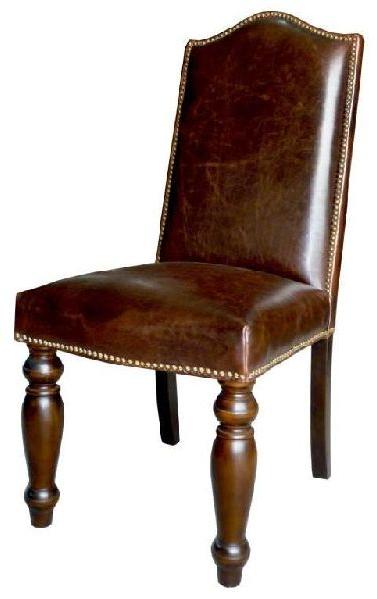 DISTRESSED FINISH LEATHER DINING CHAIR