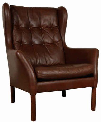 EUROPEAN WING BACK LEATHER CHAIR