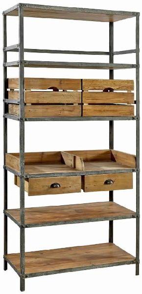 INDUSTRIAL METAL WOOD BOOKCASE