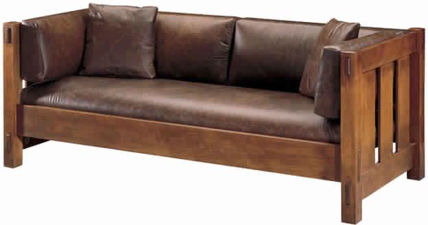 LEATHER SOFA WITH WOODEN BASE
