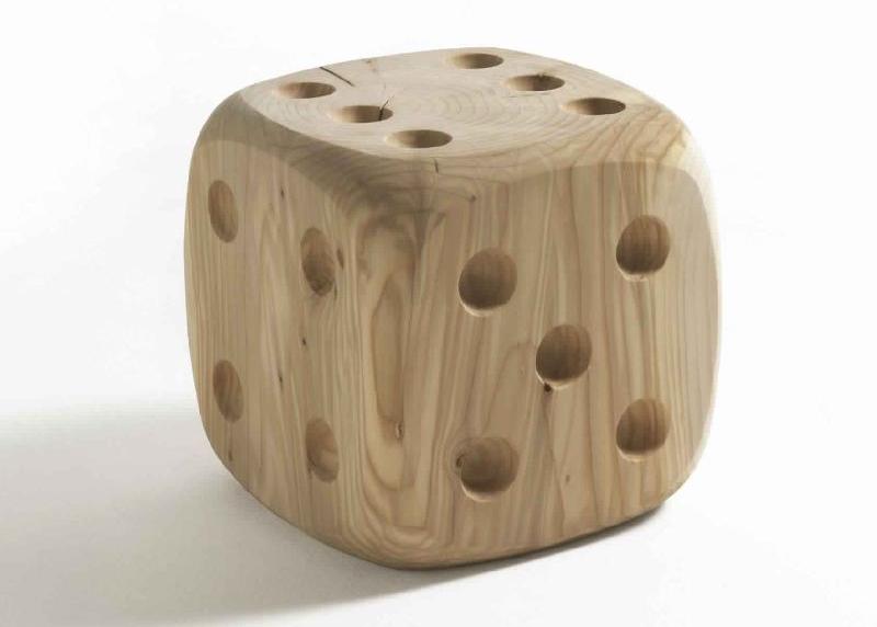 SOLID WOOD DICE DESIGN STOOL