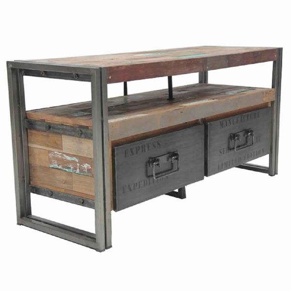 TWO DRAWERS INDUSTRIAL CONSOLE TABLE