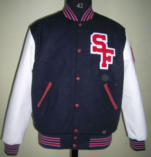 Navy Blue and White Trendy Varsity Jacket at Best Price in Greater ...