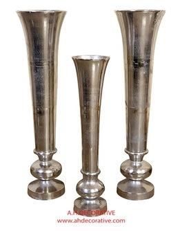 Raw Silver Metal Floor Vase, Style : AMERICAN STYLE