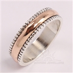TWO TONE 5 mm Sterling Silver Wide Band ring