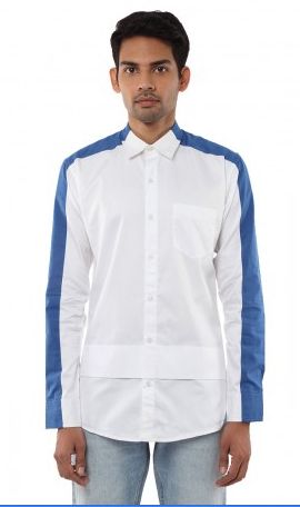 Mens White & Blue Shirt