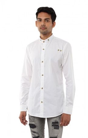 Cotton Fabric Mens White Shirt, Pattern : Plain