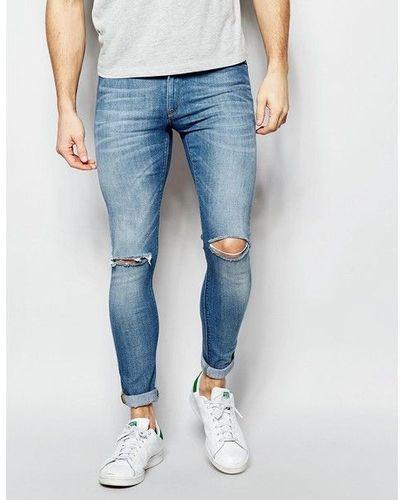 Mens Knee Ripped Jeans, Size : L, XL, XXL, XXXL, Technics : Plain
