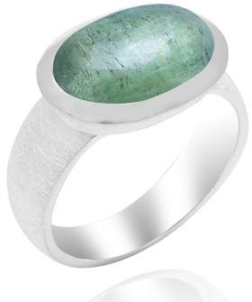 Natural Gemstone 925 Sterling Silver Green Kynite Ring