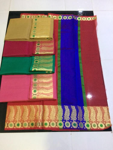 Cotton Plain Kota Silk Meena Saree, Occasion : Party Wear