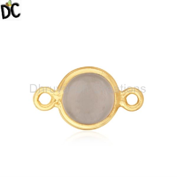 Quartz Gemstone Gold Plated 925 Silver Connector