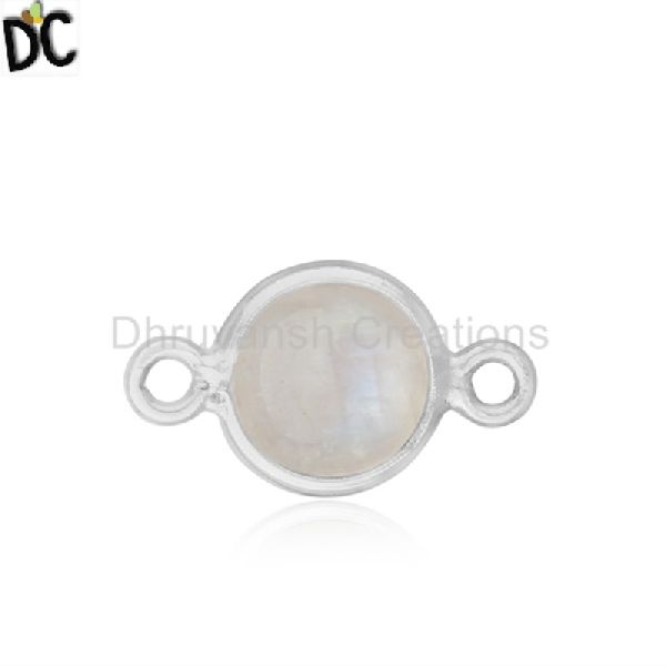 Sterling 925 Silver Rainbow Moonstone Connector