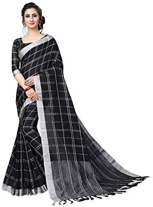 Designer Linen Checkered Sarees